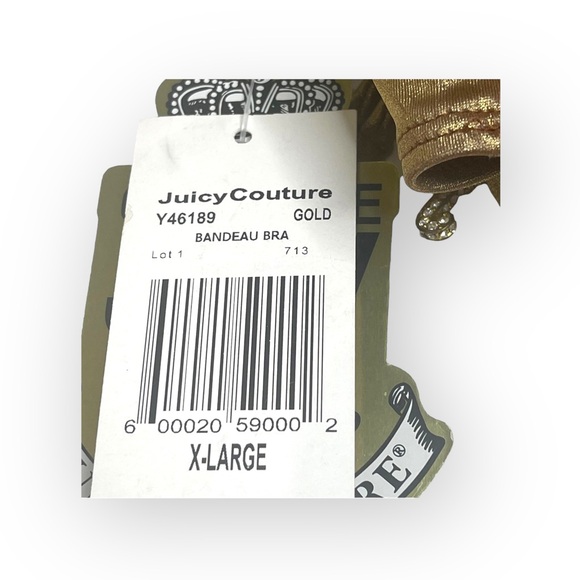 new OG Juicy Couture Beach ♚ Liquid Gold Metal Bikini Set ♚ Crystal Logo J’s ♚ - Picture 7 of 16